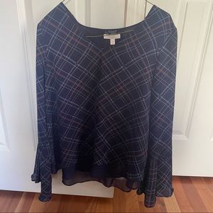 Lauren Conrad Plaid Blouse with Lace back